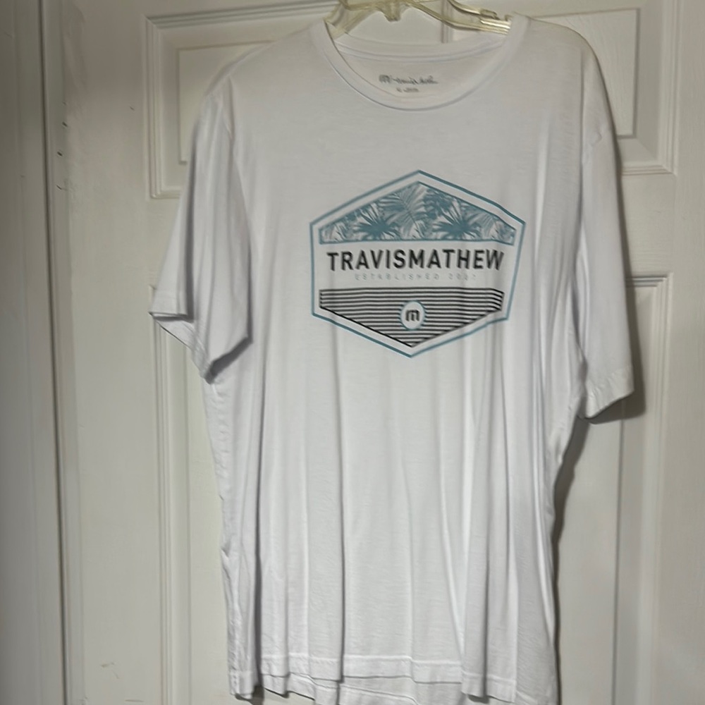 Travis Mathew White Short Sleeve Tee with Graphic Design